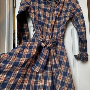 Kiel James Patrick Acadia Coast Plaid Long Sleeve Dress (Small)